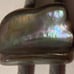 Vintage Metal Bolo Tie, Nice Abalone Curved Style Design, 1 x 3/4\