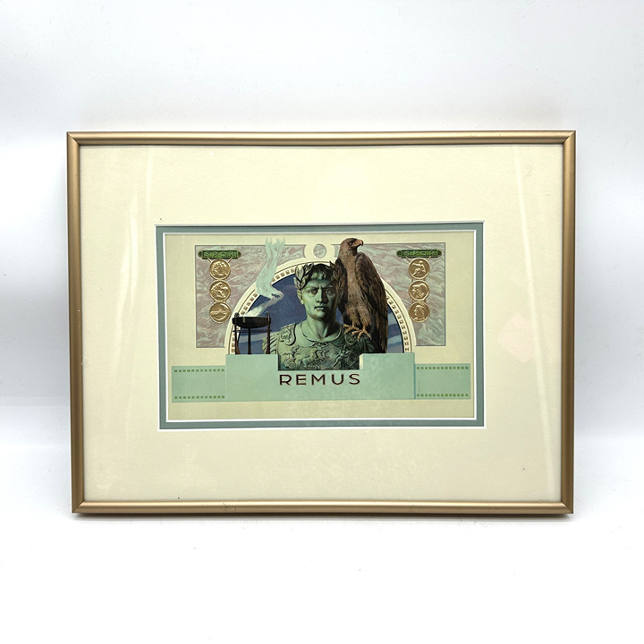 Vintage Remus Tobacco Poster w/ Relief Symbols Gold Metal Frame