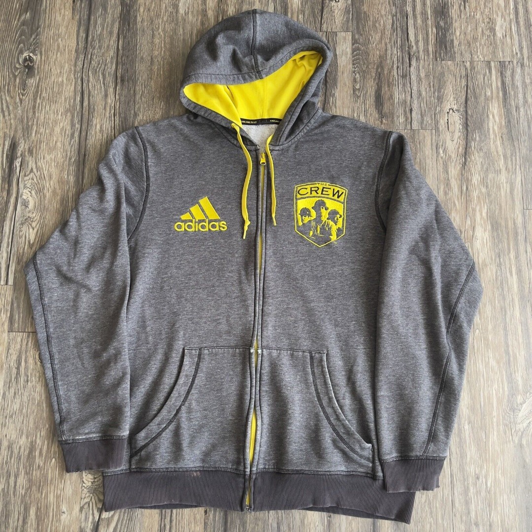 Adidas Columbus Crew MLS Full Zip Hoodie Sweatshirt Embroidered Logo Men Large