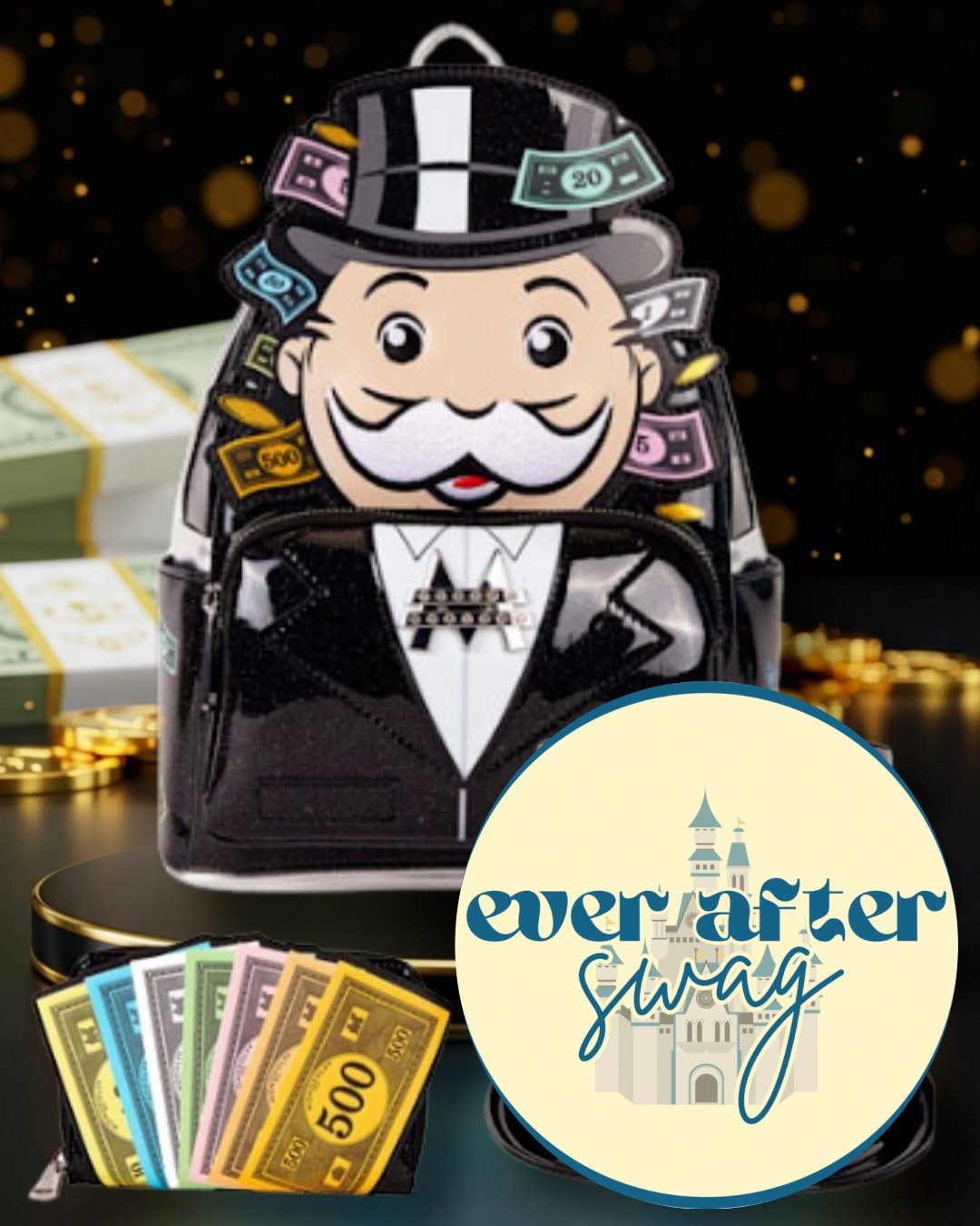 Monopoly Man Pennybags Loungefly Mini Backpack and Wallet NWT IN HAND