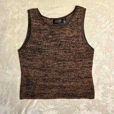 Dana Buchman Mohair Sweater Women's XL Tank Sleeveless Brown Knit Wool Blend