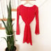 For Love & Lemons Silk Lace Overlay Dress Red Side Cutouts Long Sleeve V-Neck S