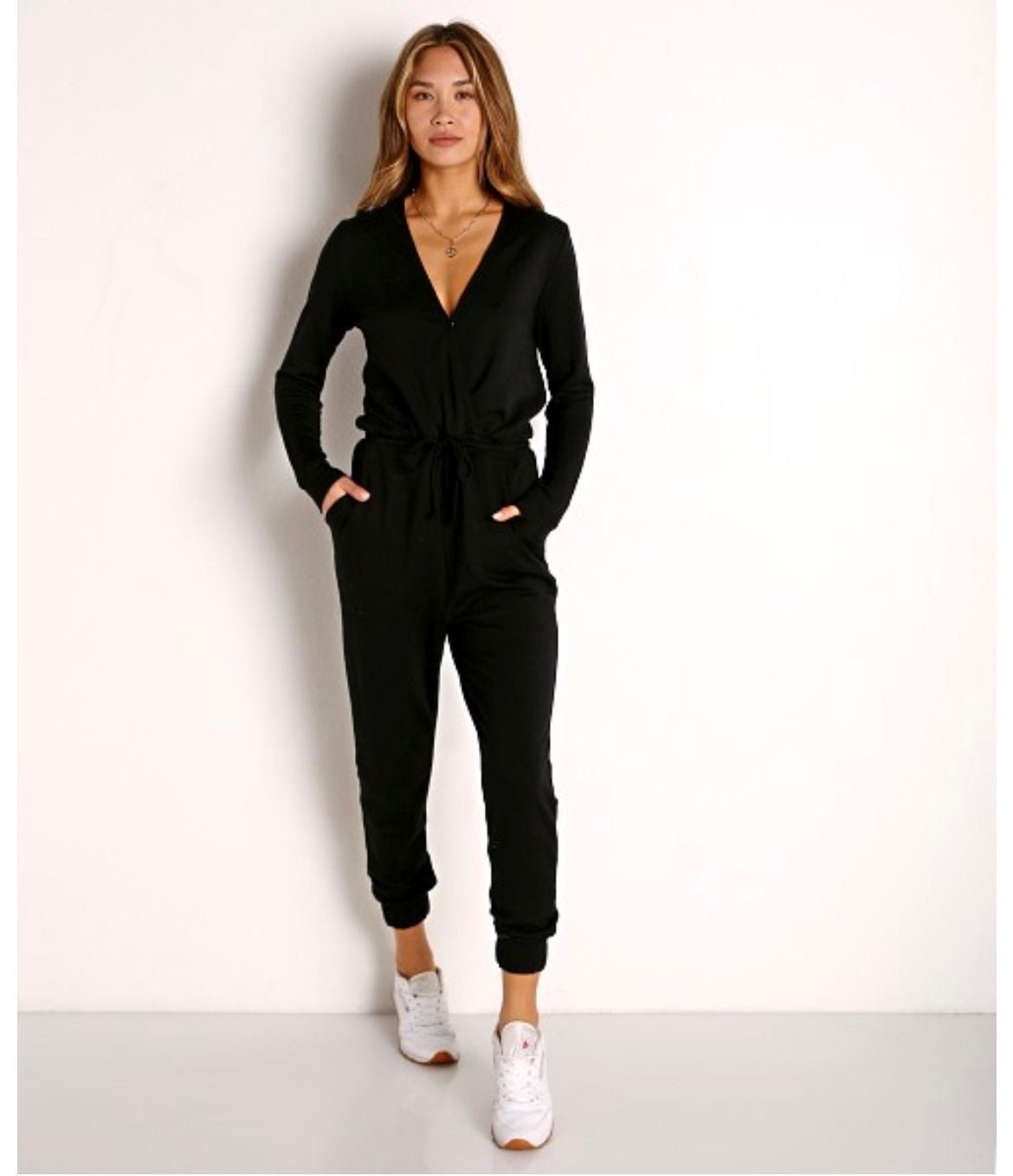 Beyond Yoga Cozy Fleece Black Jumpsuit