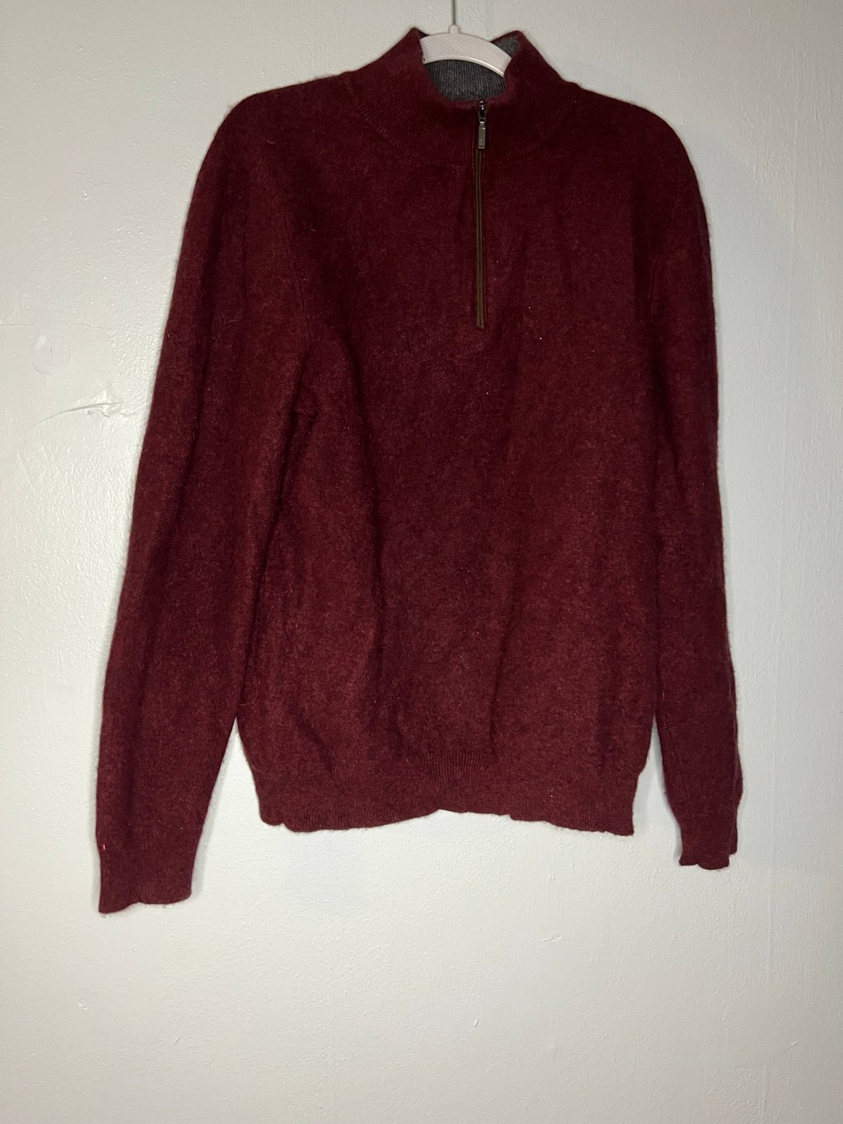 Harrison Davis 100% 2-ply cashmere maroon 1/4 zip sweater