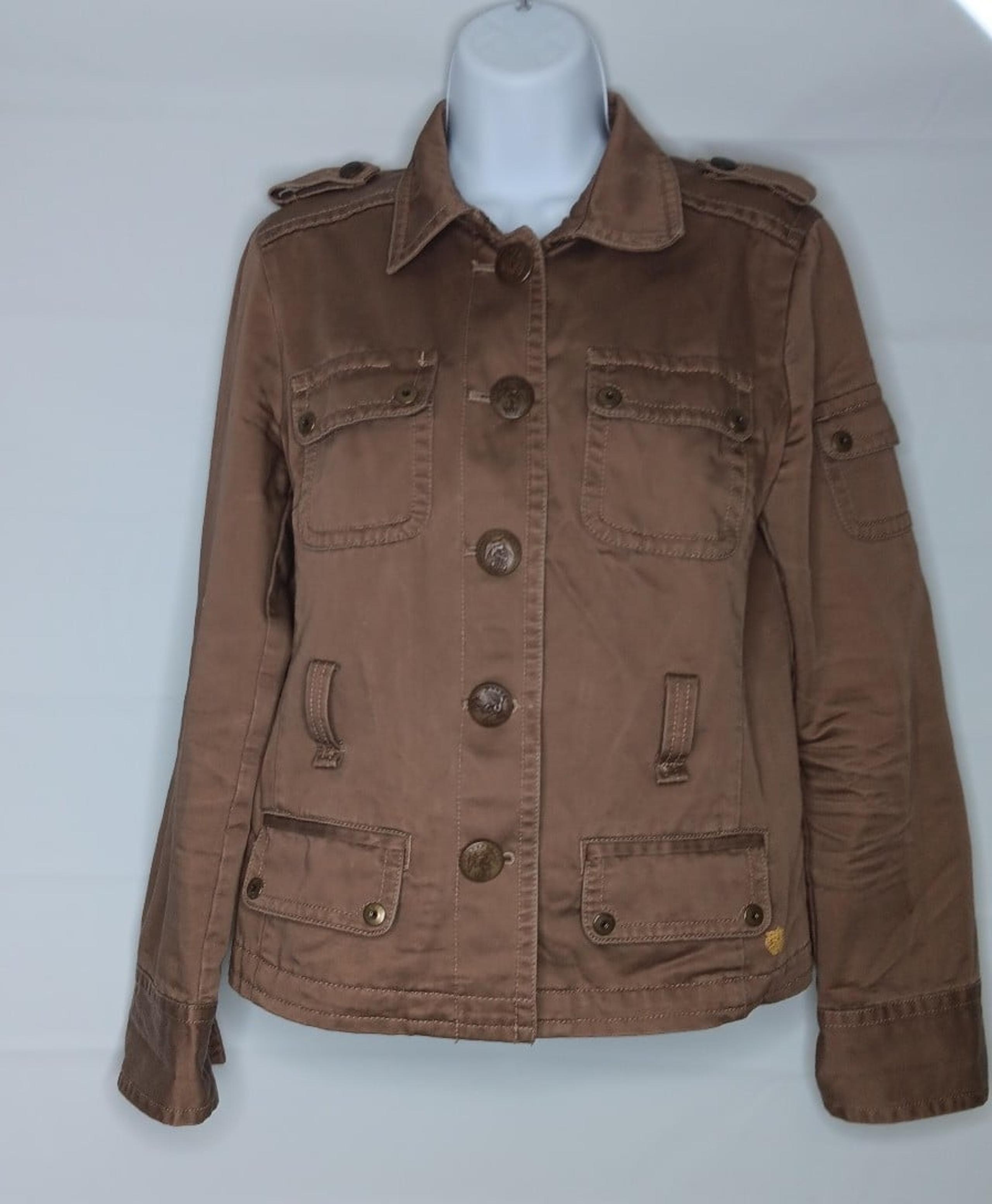 J Crew Field Military Jacket Women Med Cropped Wash Vtg Barn Coat!!
