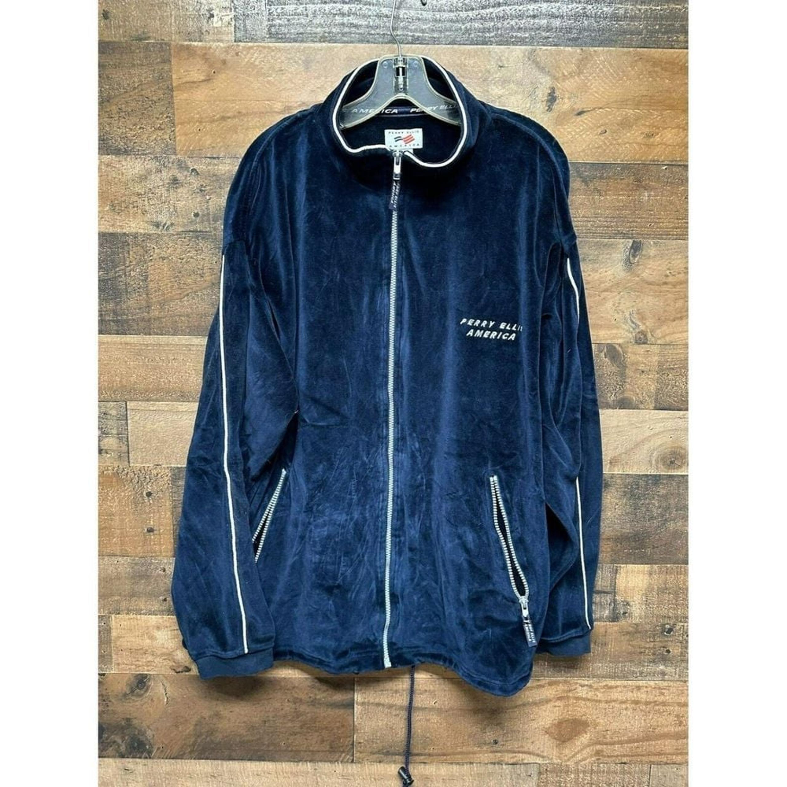 Perry Ellis America Men's Velvet Zip Up Jacket Size Large