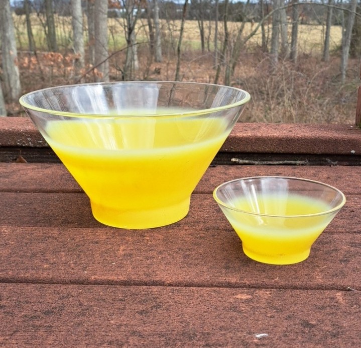 Vintage Blendo Yellow Frosted Chip and Dips Bowls