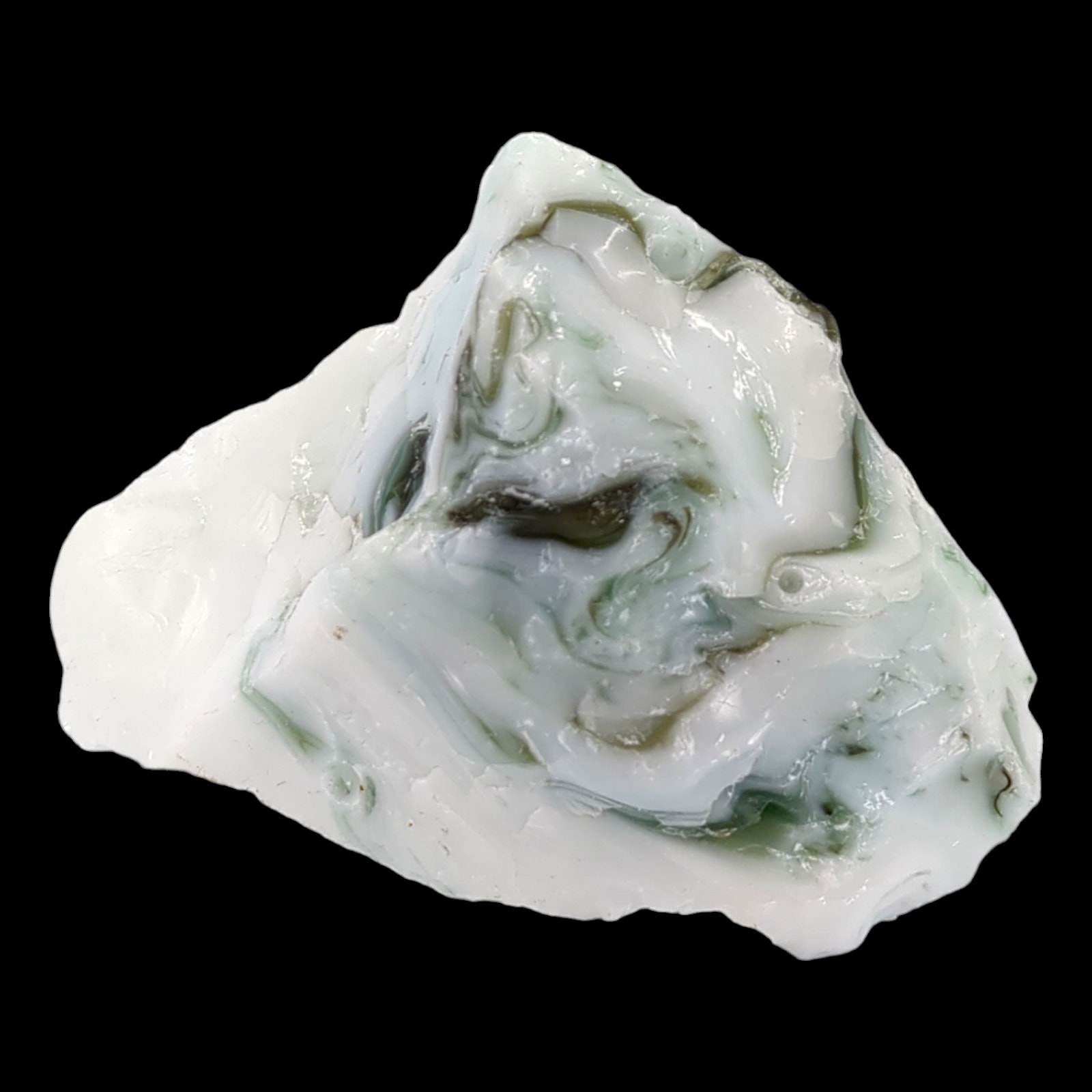 Milk Glass Emerald Swirled Art Glass Cullet Slag Glass #4XL62