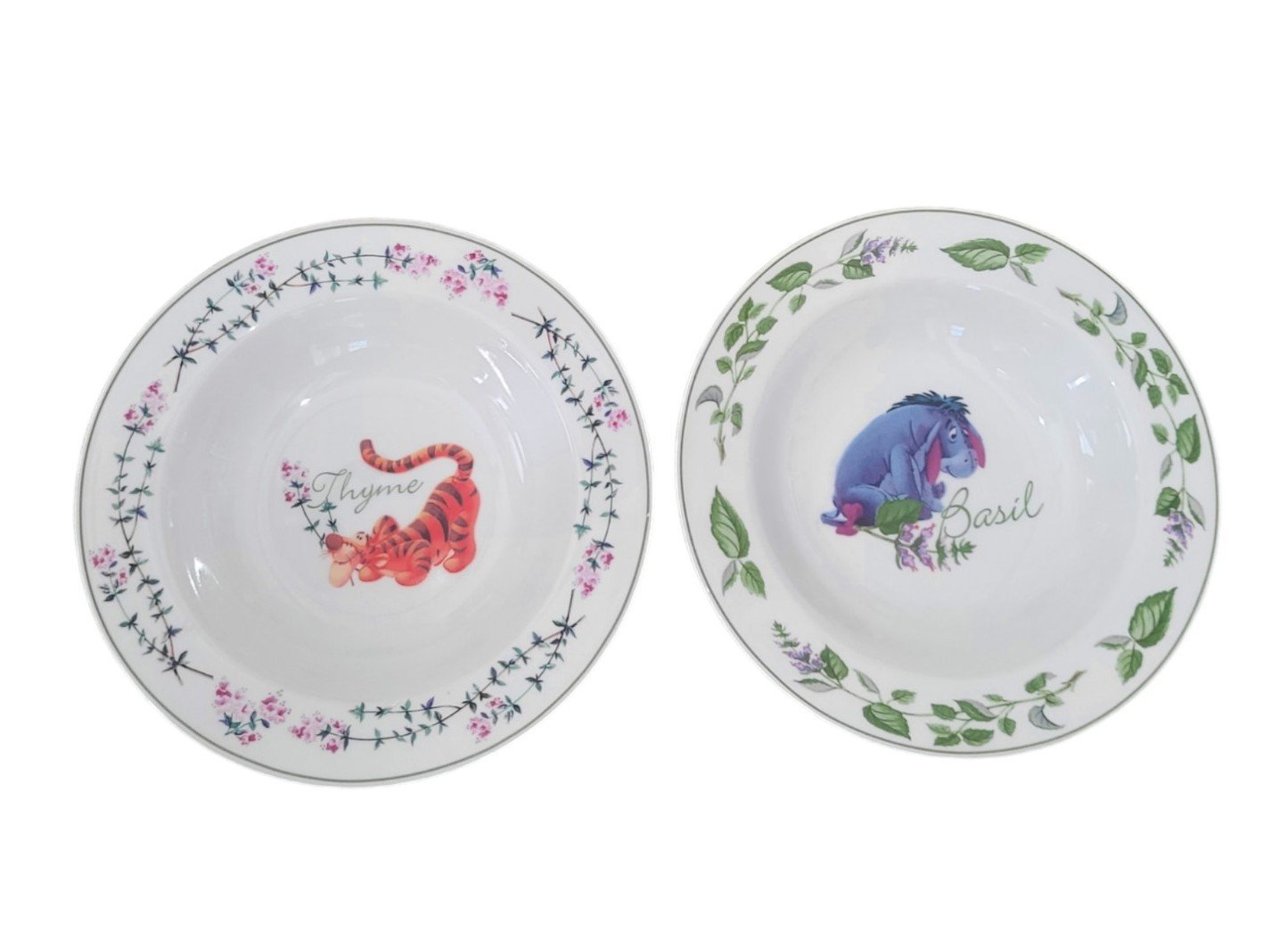 Disney Pooh Herb Soup Bowl Set Of 2 Basil Thyme Tigger Eeyore Collection RARE