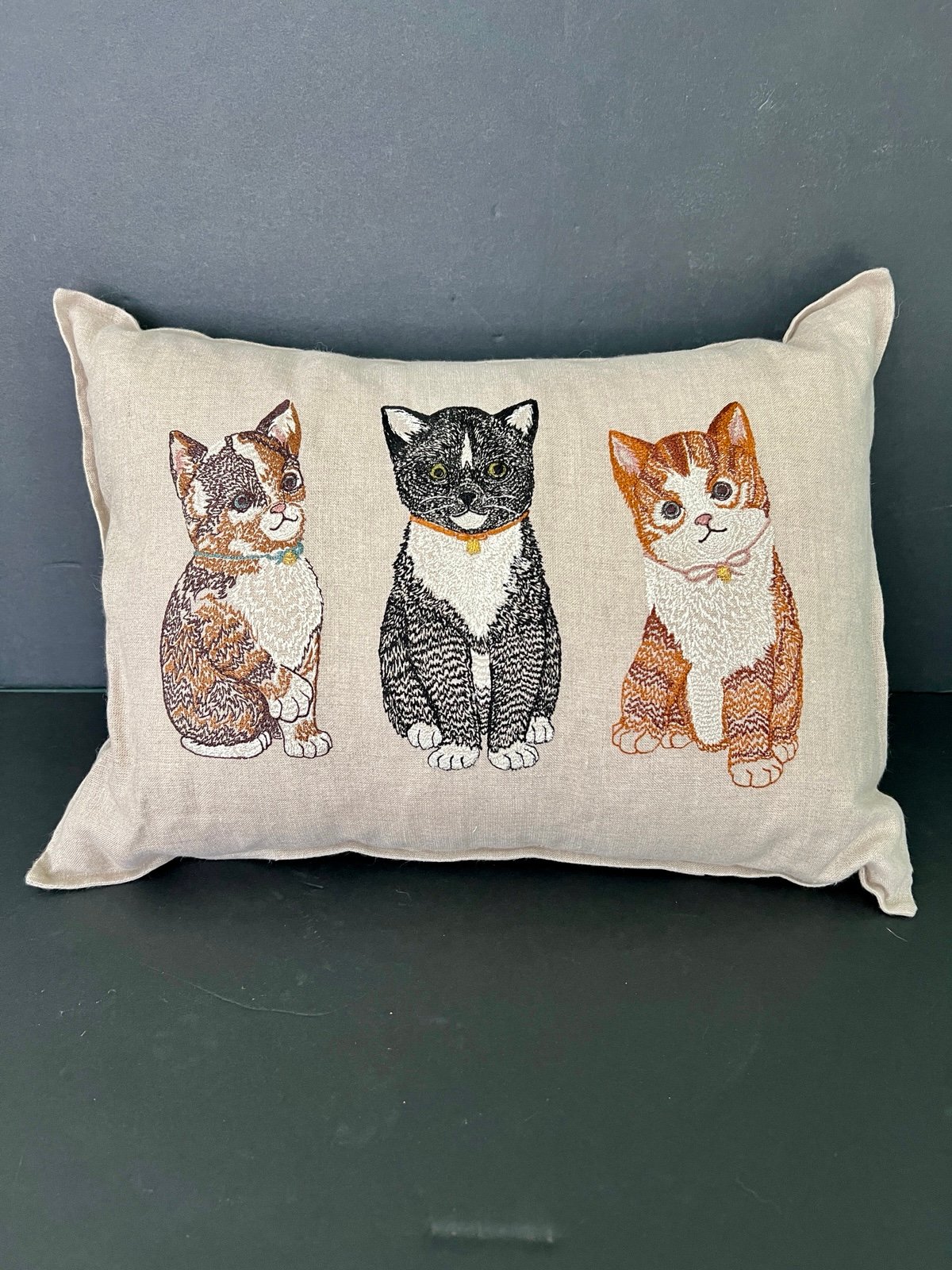 NEW “Cute Kittens” CORAL & TUSK embroidered Pillow, 12x16 NEVER USED