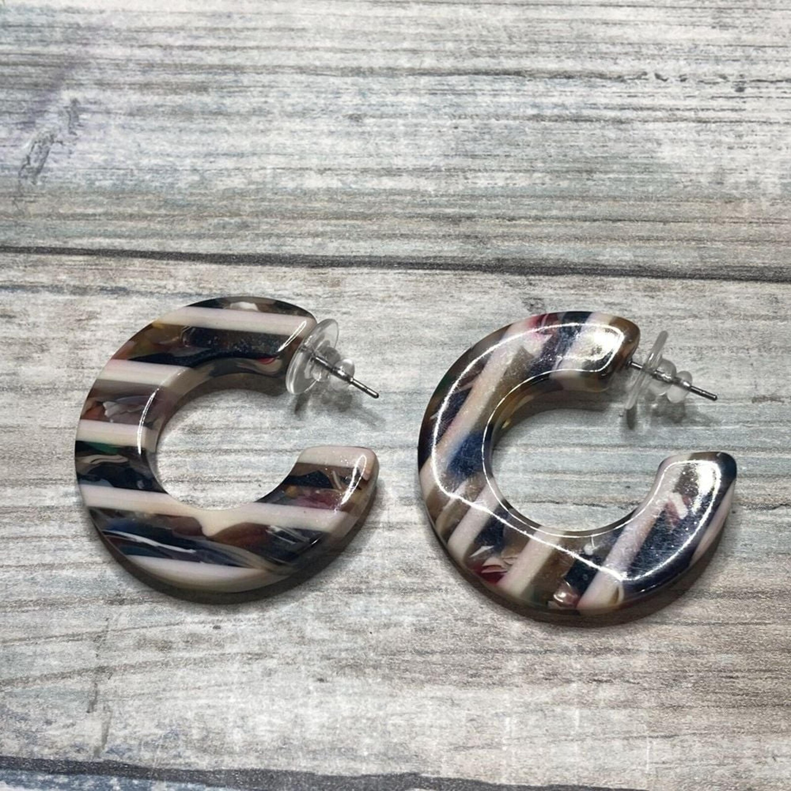 Acrylic Hoop EARRINGS Stripes Multi-color posts