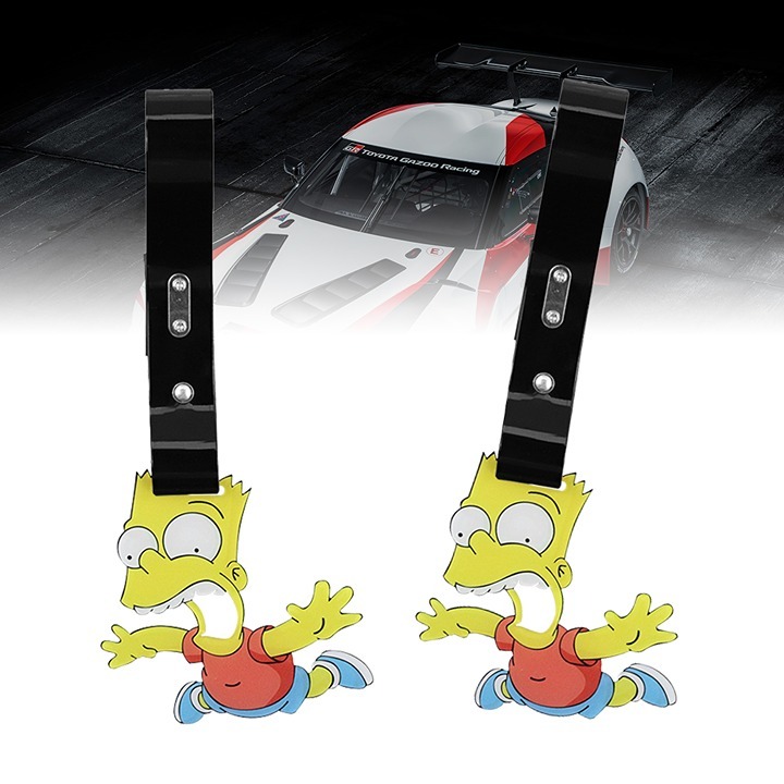 NEW 2PCS BART THE SIMPSONS JDM TSURIKAWA RING BLACK Handle Strap Drift Charm