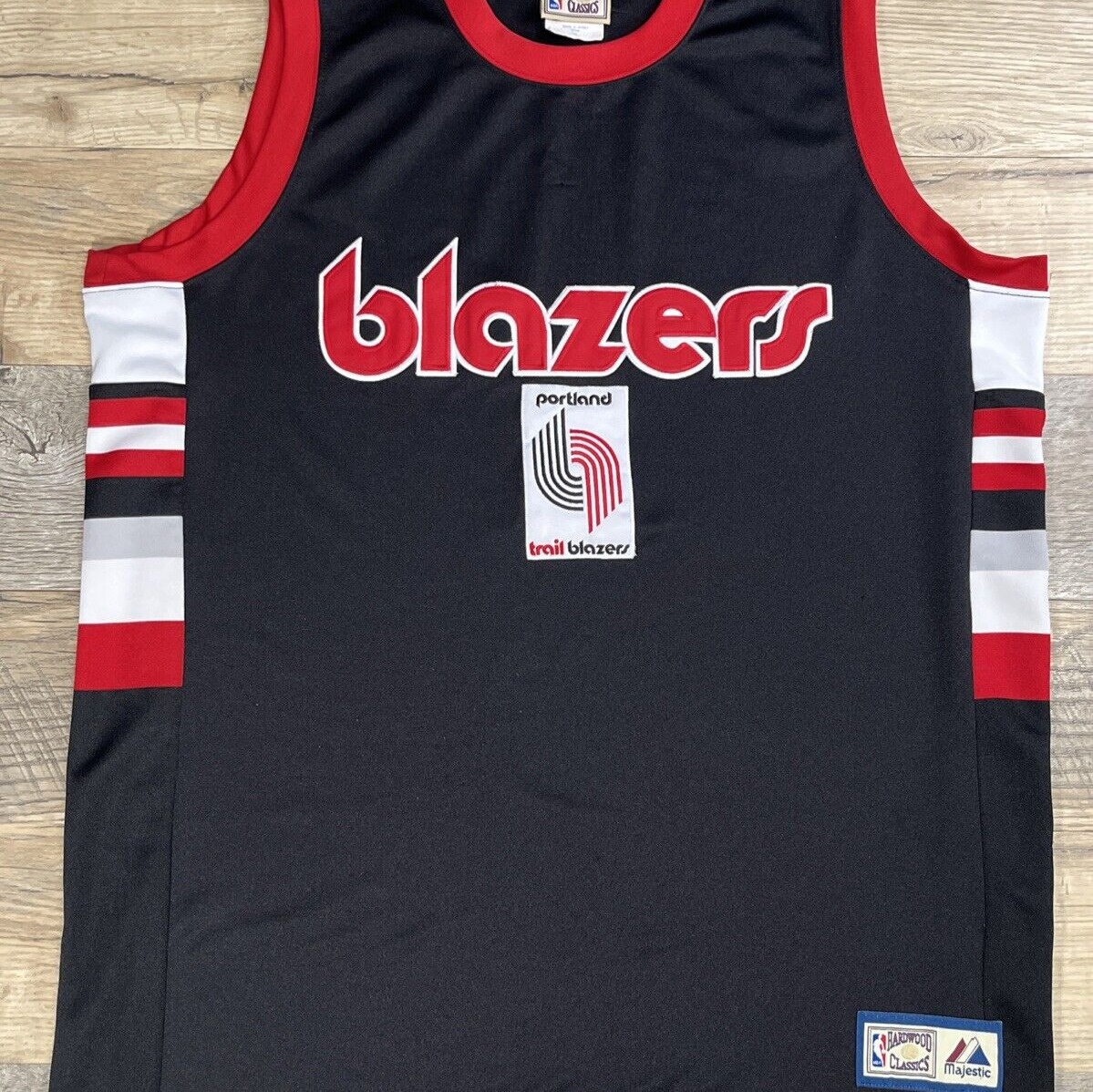 NBA Majestic Hardwood Classics Portland Trail BLAZERS Black Jersey Men's XL