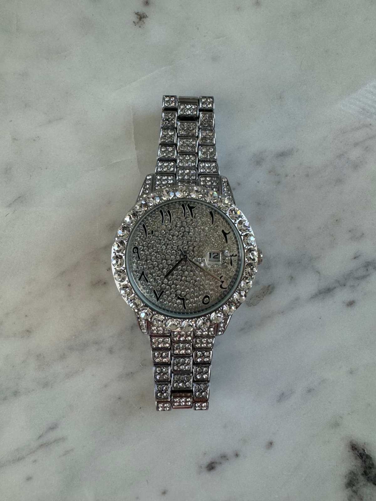 Iced out watch Arabic numbers