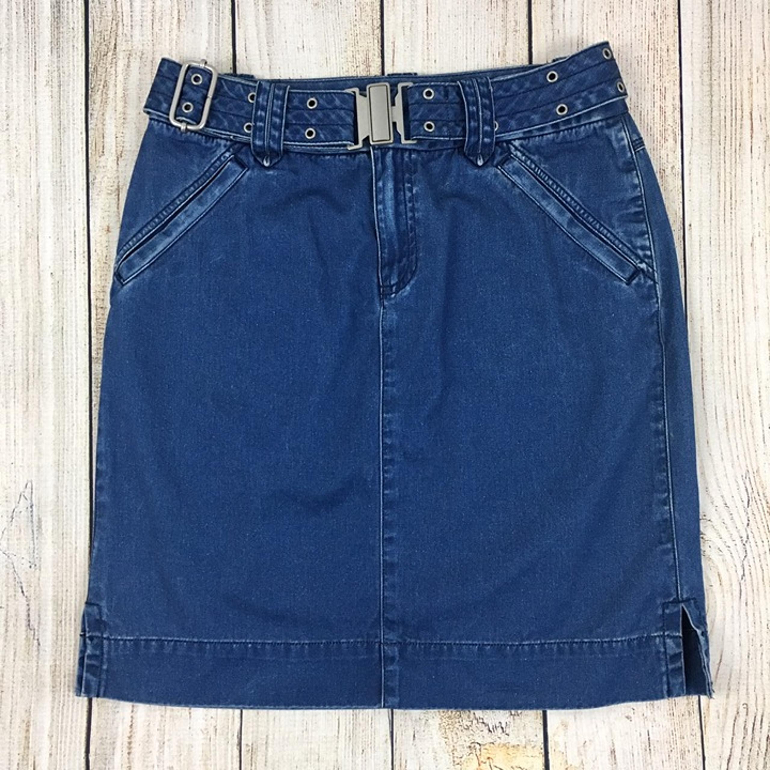 Liz Claiborne Jean Mini Skirt Belt High Waist VTG 90's