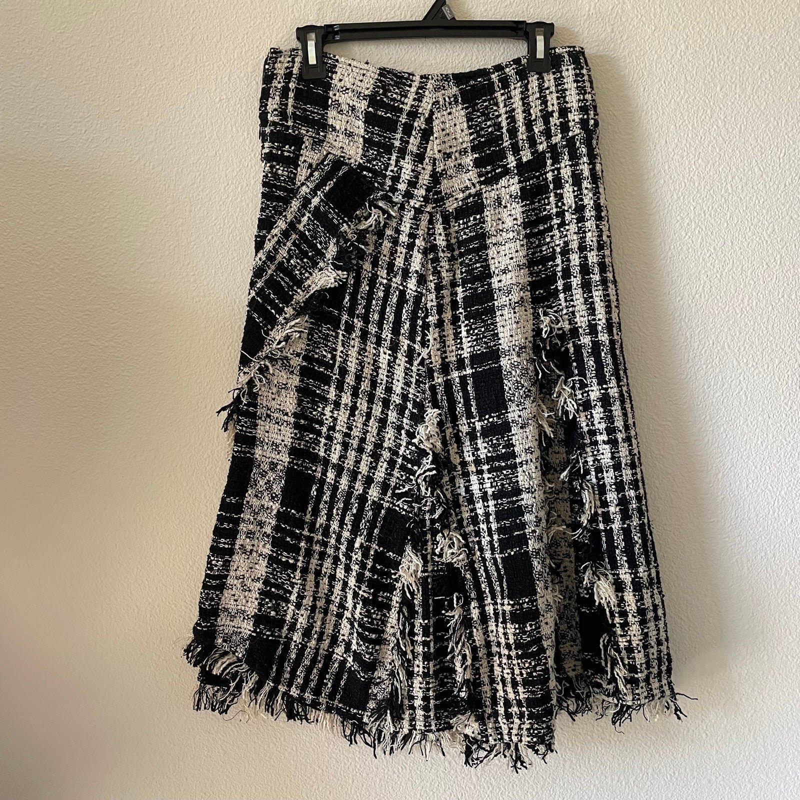 Woolen plaid printed midi skirt