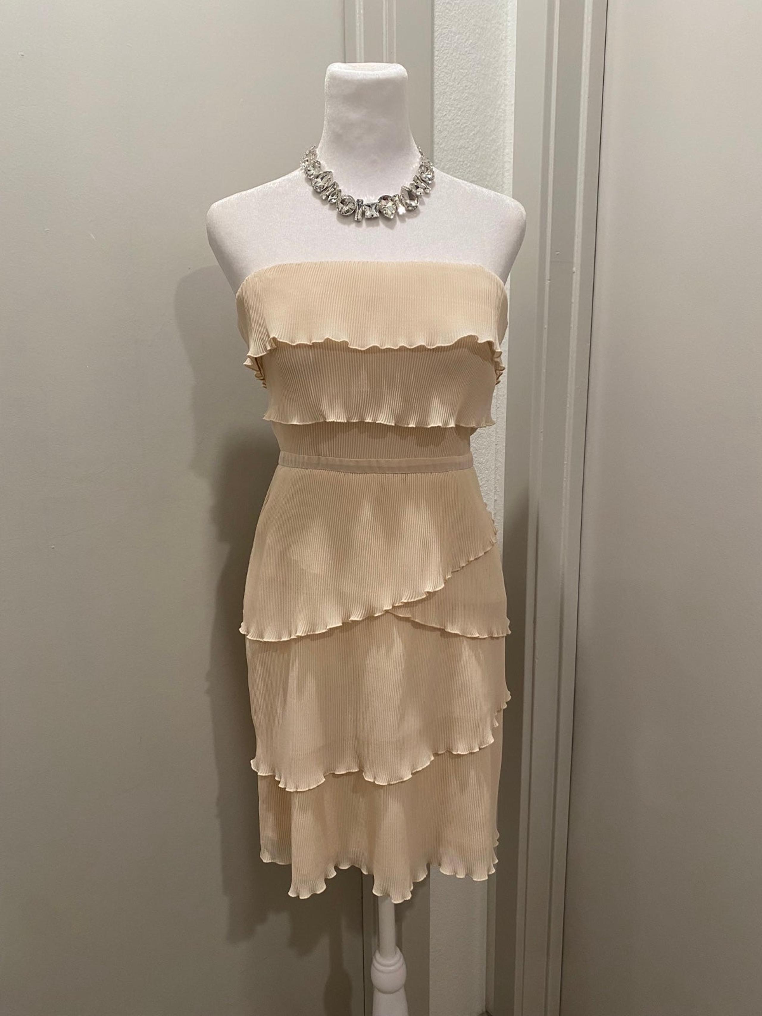 NWT Pins And Needles Cream Strapless Layered Tiered Ruffled Mini Party Dress - M