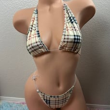 NEW Super Sexy Plaid Bling Stripper Pole Dancer Outfit Set OS