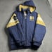 Vintage Notre Dame Logo Athletic Puffer Jacket Blue Gold Size Large Hooded-Read