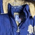 Vintage Notre Dame Logo Athletic Puffer Jacket Blue Gold Size Large Hooded-Read