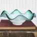 Art Glass Bowl with Hobnail Star Shaped Interior Green Scalloped Dish