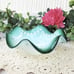 Art Glass Bowl with Hobnail Star Shaped Interior Green Scalloped Dish