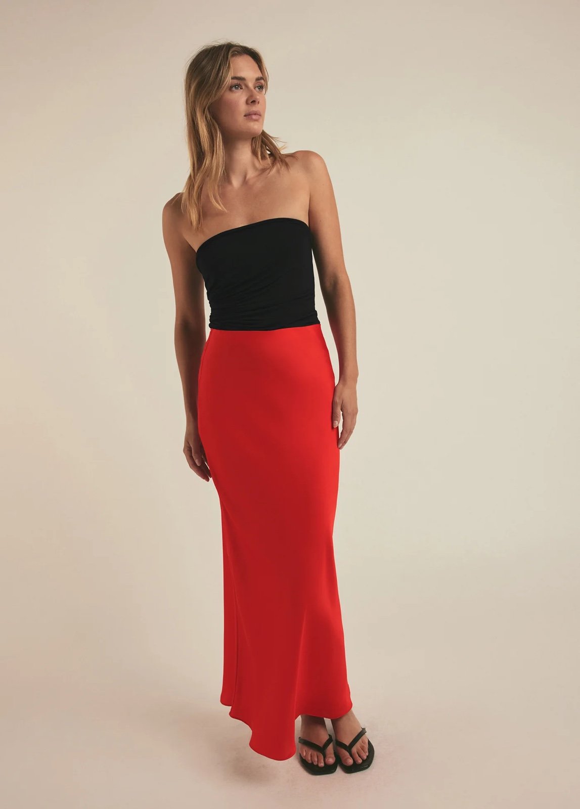 Favorite Daughter The Favorite Maxi Slip Skirt In Pomodoro Red S
