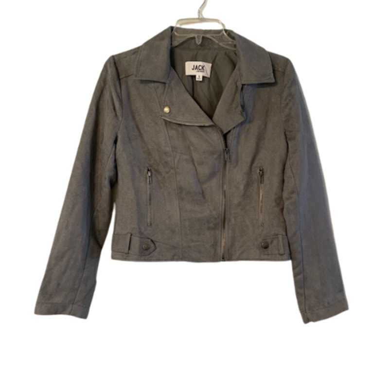 New JACK by BB DAKOTA Moto Faux Suede Grey Jacket | S