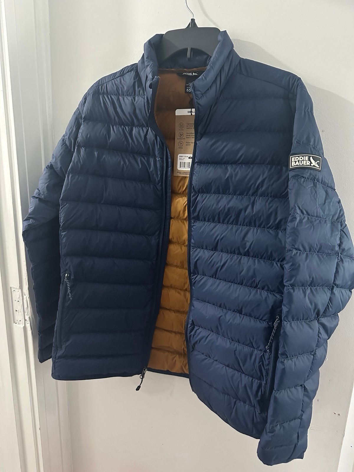 NWT Eddie Bauer Men's Down 650 Packable Puffer Jacket Small Insignia Blue 129