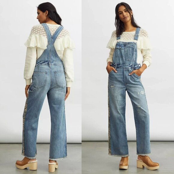 Anthropologie Pilcro The Lex Denim Overalls 27 TALL NEW blue