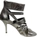 MICHAEL KORS Shiloh Open Toe Metallic Embossed Leather, Silver