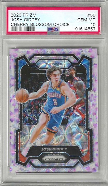 2023 Josh Giddey Prizm Cherry Blossom Choice Jersey Match 3/20 PSA 10