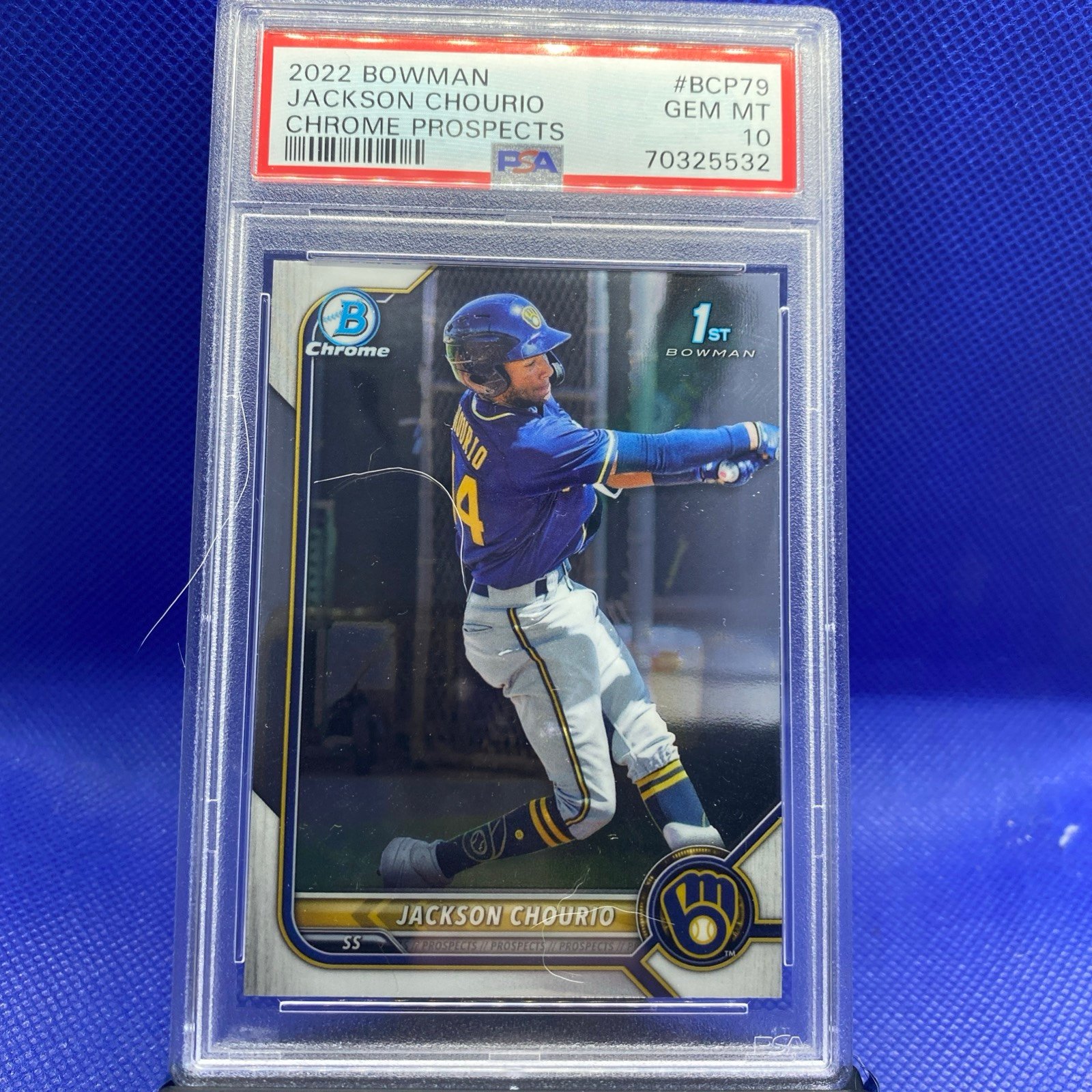 Bowman Jackson Chourio 2022 Bowman Chrome 1st #BCP-79 Rookie PSA 10 GEM MINT