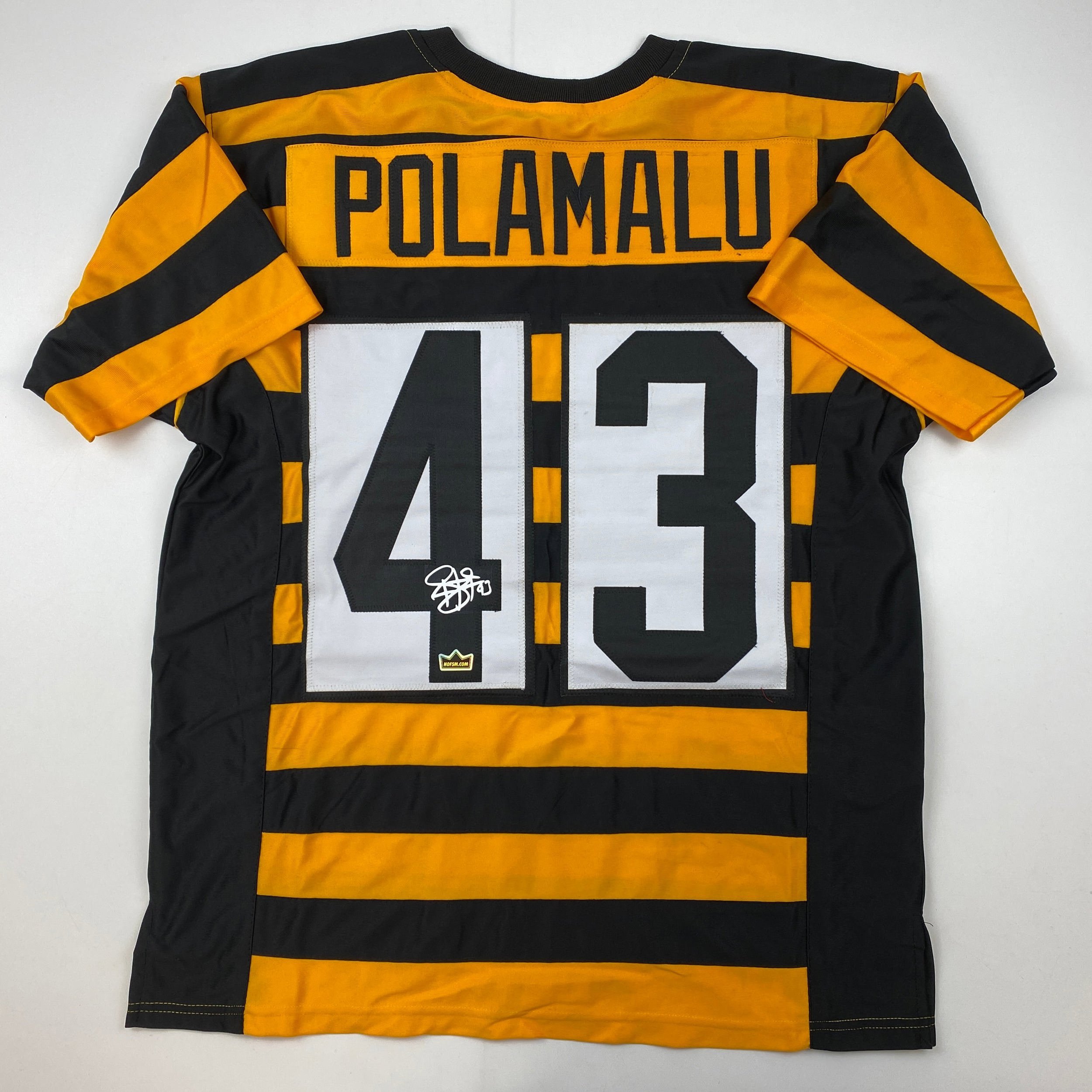 Facsimile Autographed Troy Polamalu Pittsburgh Bumble Bee Auto Jersey Size Men