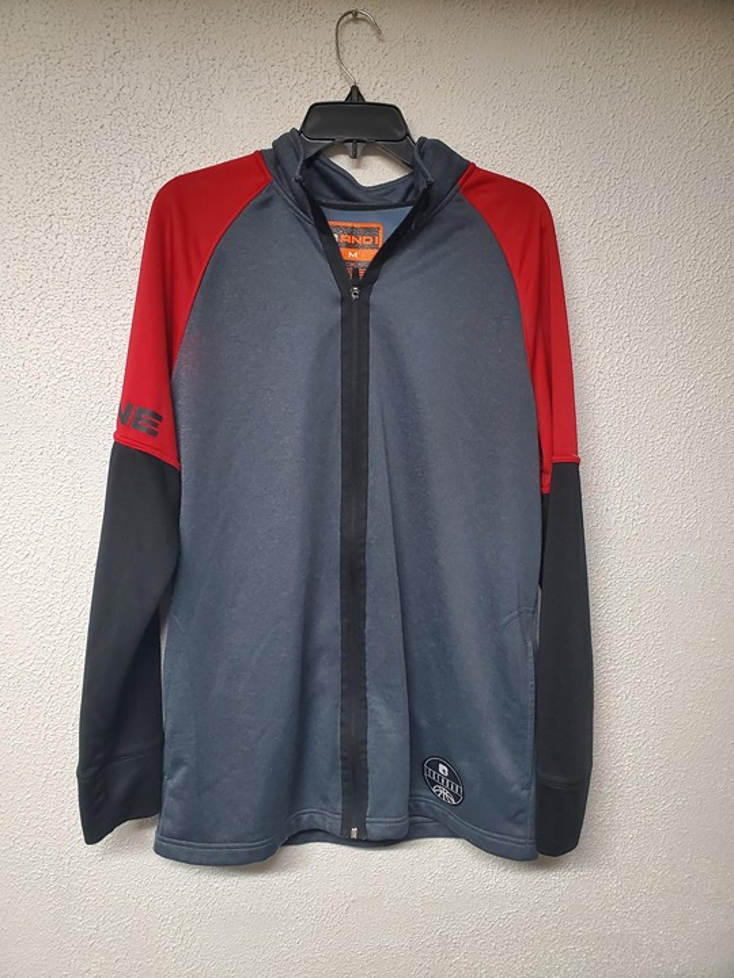 Jacket - Men - Full Zip - AND1 - Basketball Fleece - Red, Gray & Black - Size M