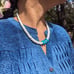 Navajo Graduated White Shell with Kingman Turquoise Beaded Necklace NA Jewelry *