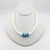 Navajo Graduated White Shell with Kingman Turquoise Beaded Necklace NA Jewelry *