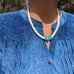 Navajo Graduated White Shell with Kingman Turquoise Beaded Necklace NA Jewelry *