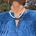 Navajo Graduated White Shell with Kingman Turquoise Beaded Necklace NA Jewelry *
