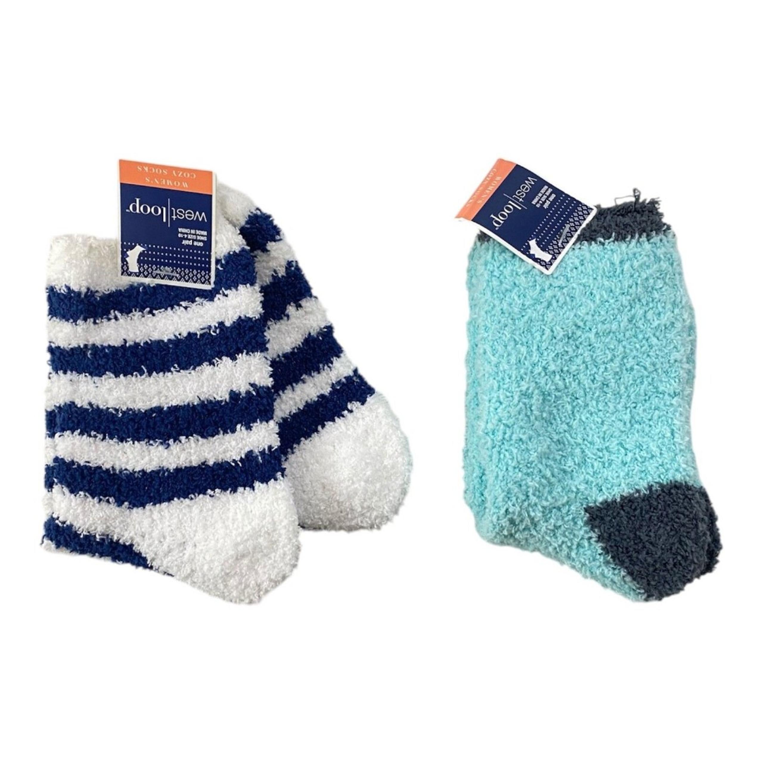 Women’s Size 4-10 Cozy Socks West Loop 2 Piece Set Multicolor Fuzzy