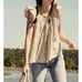 DOEN April Top in Green Summer Nectar Floral Print M