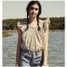 DOEN April Top in Green Summer Nectar Floral Print M