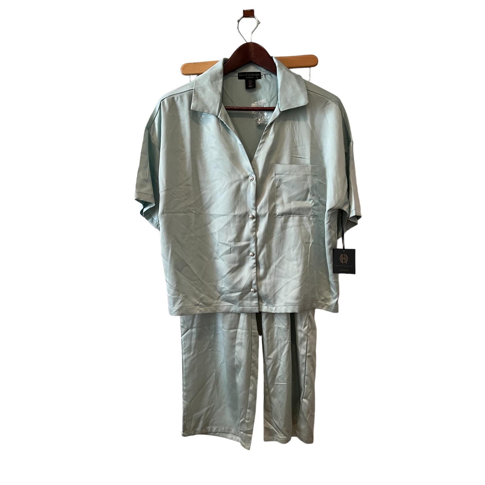 House of Harlow 1960 Boyfriend Pajama Loungewear Set Mint Green M