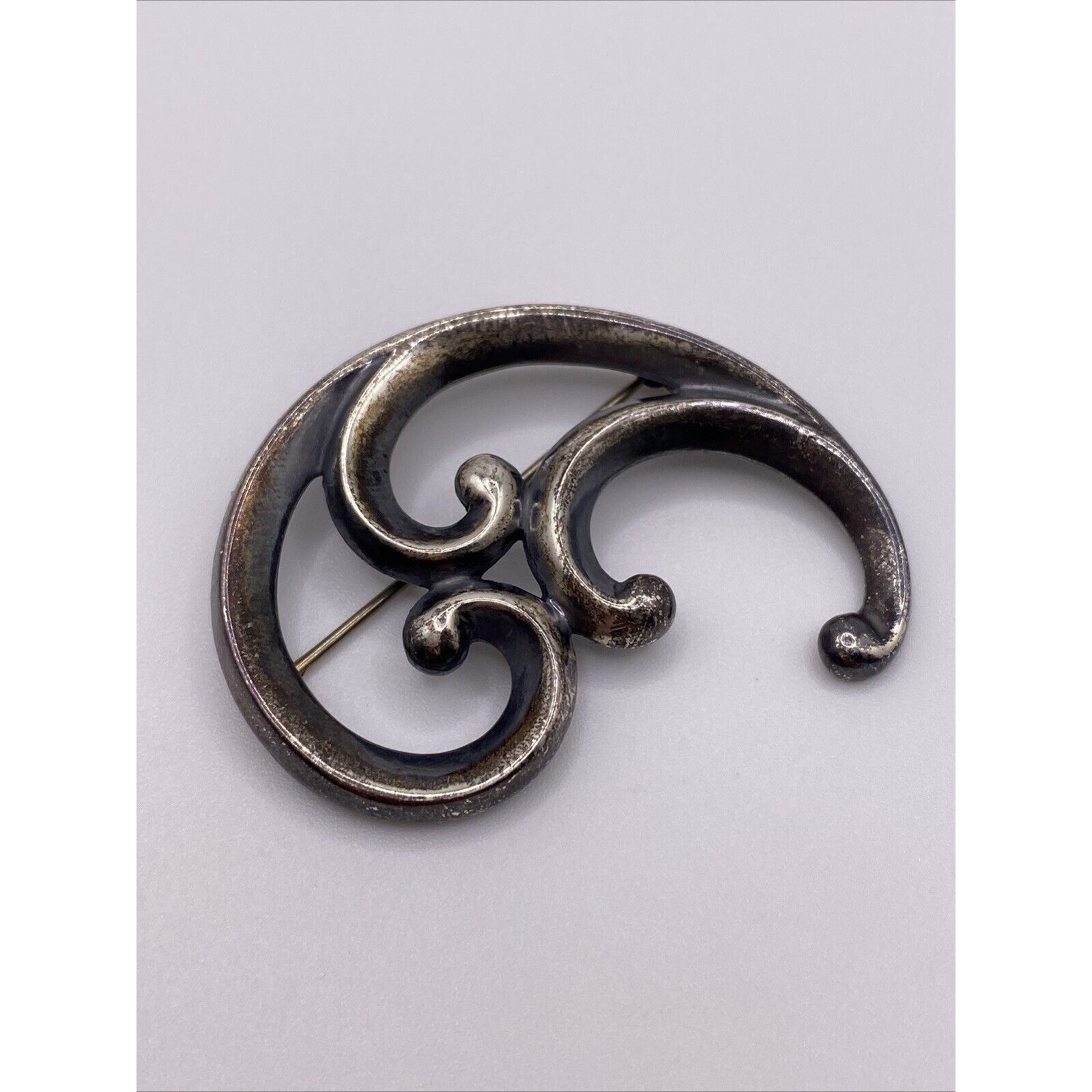 Signed James Avery Sterling Silver Abstract Swirls Modernist Brooch Pin