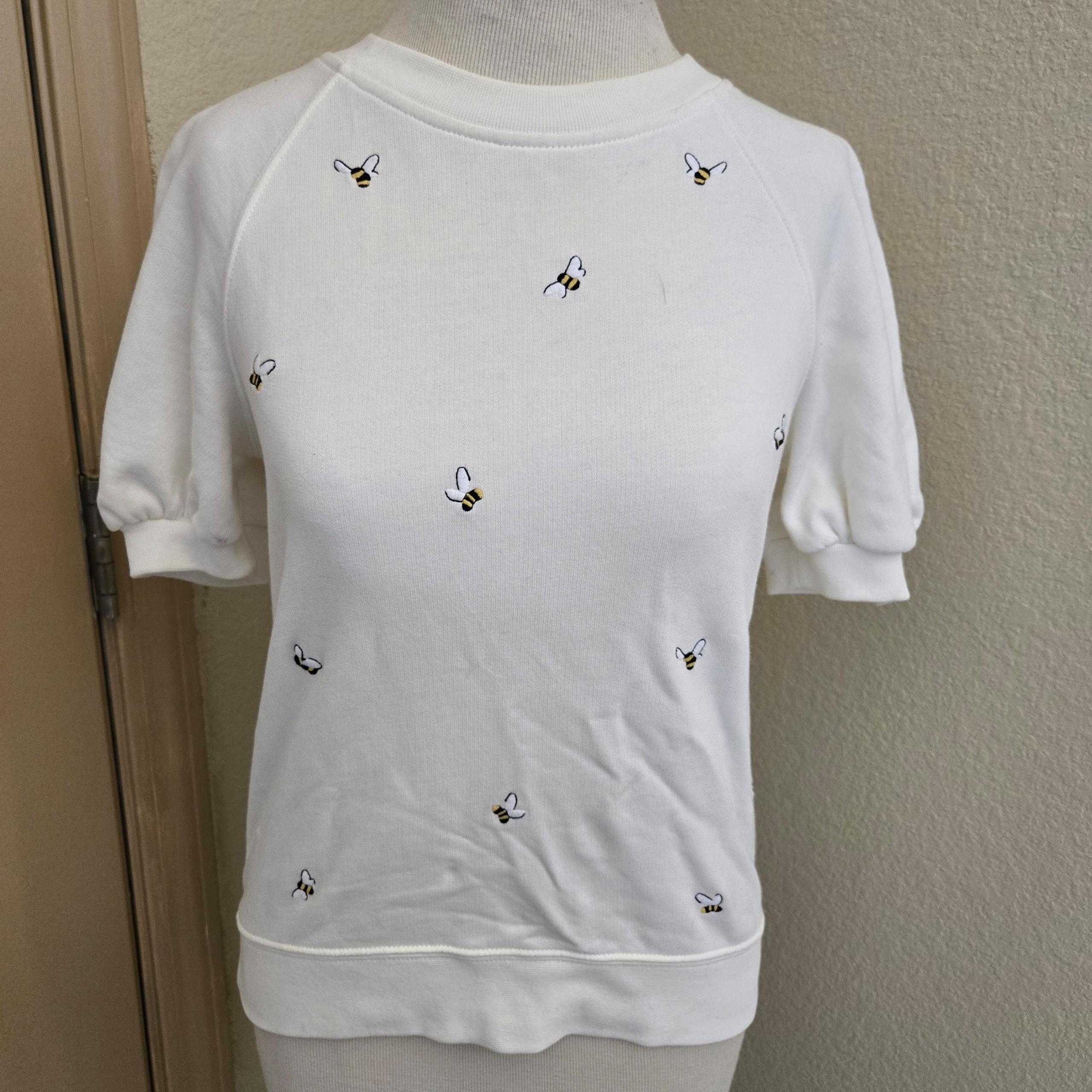 Kate Spade Bee-embroidered Pullover, Cream XS