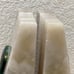 Pair Of Vintage Bookends White Onyx W/ Aztec Medallion Mayan Green Stone Emblem