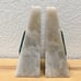 Pair Of Vintage Bookends White Onyx W/ Aztec Medallion Mayan Green Stone Emblem