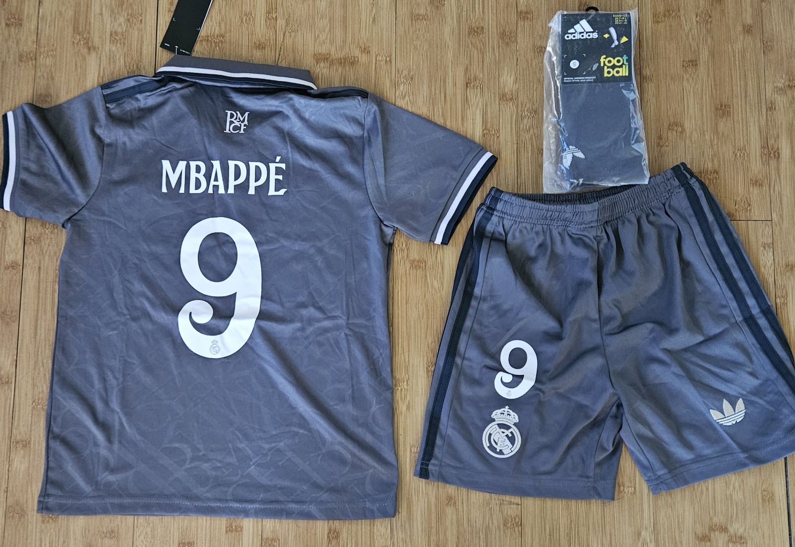 2024 real madrid soccer jersey kit away Grey MBAPPE #9
