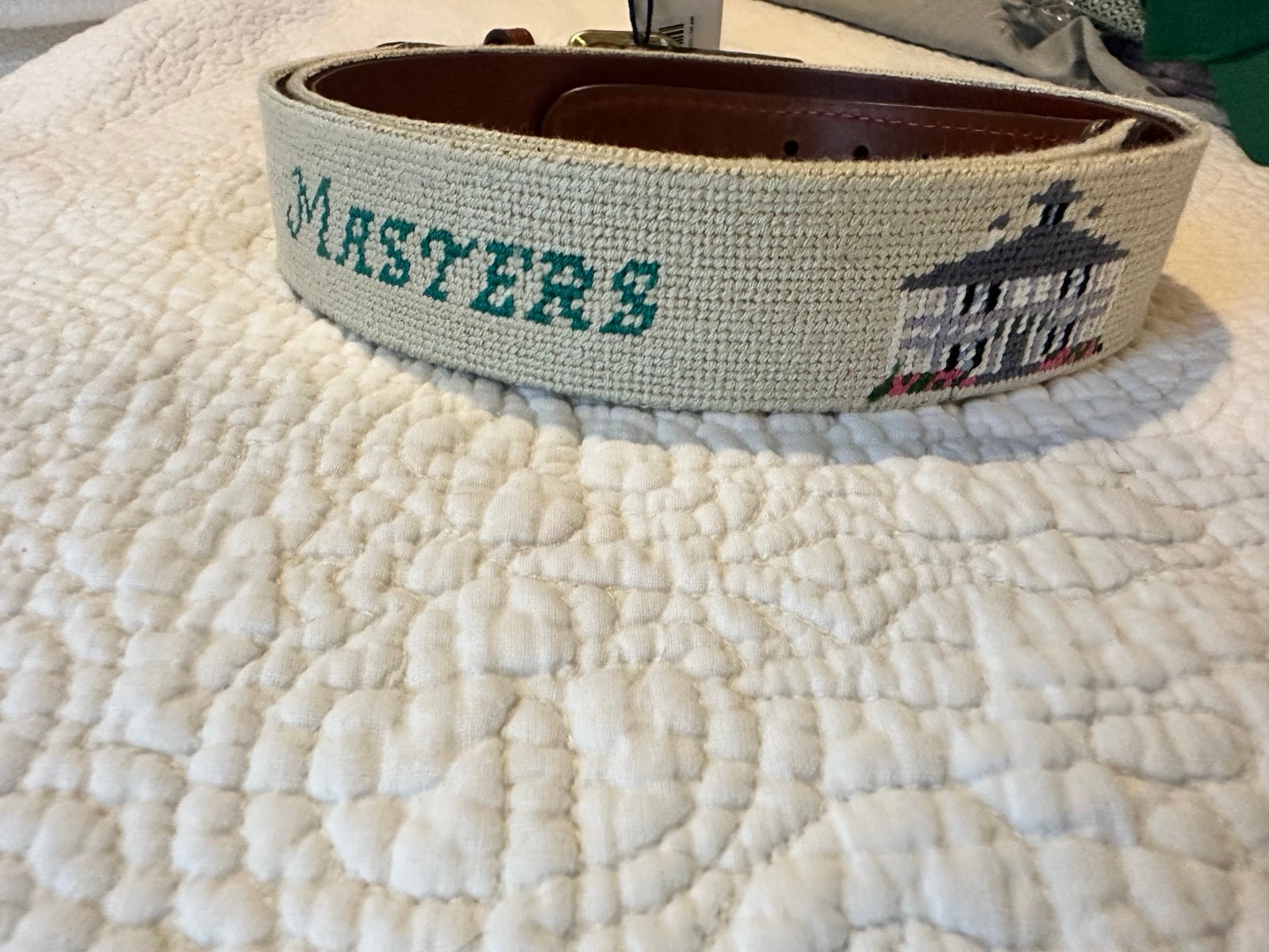 NWT 2025 Masters Smathers & Branson Logo Needle Point Belt Size 38