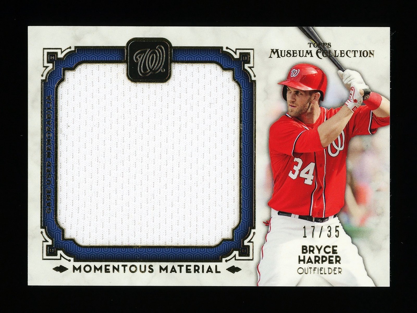 2015 Topps Museum Bryce Harper Momentous Material Nationals 17/35 #MMJR-BHA